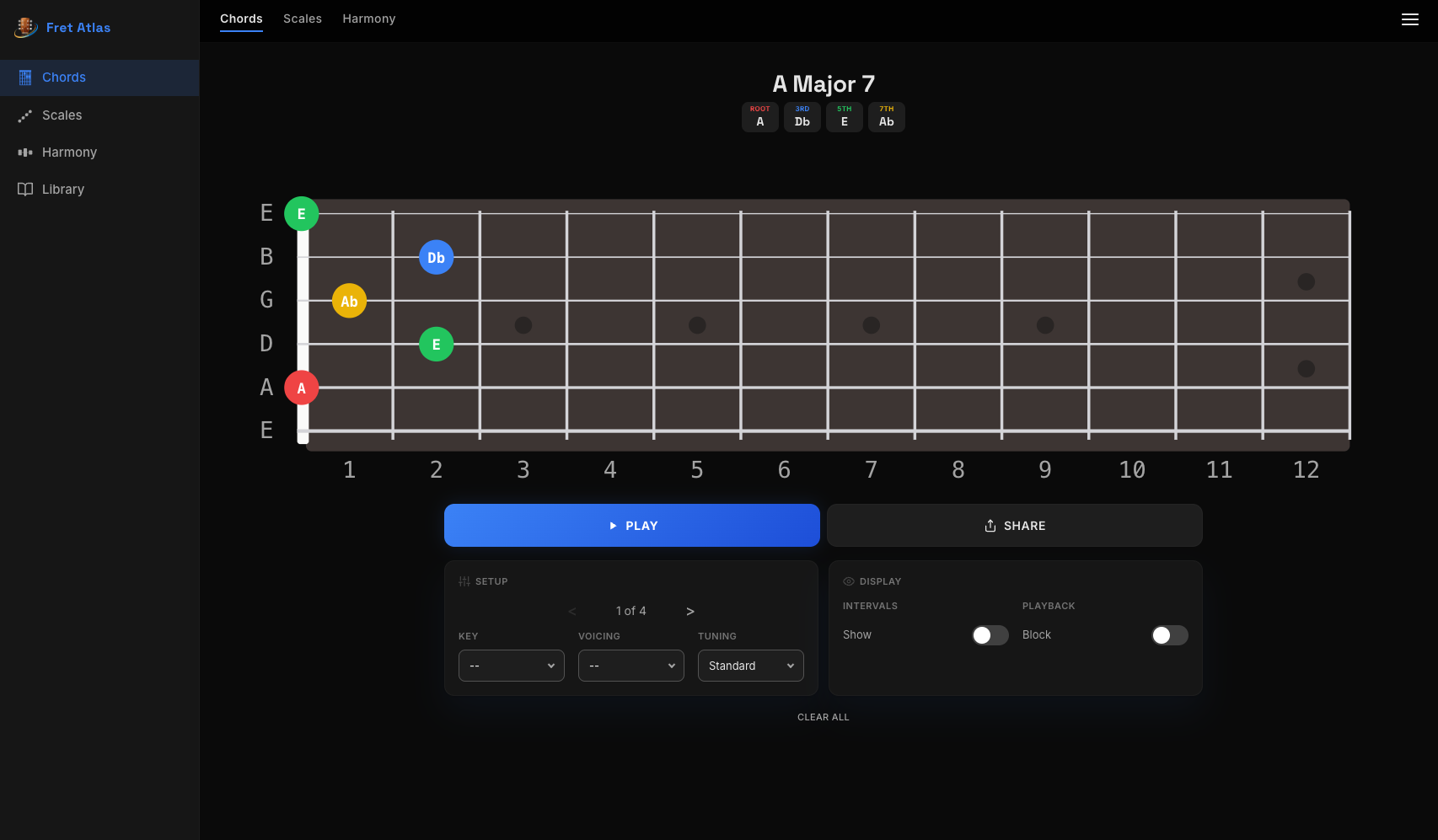 Fret Atlas interface